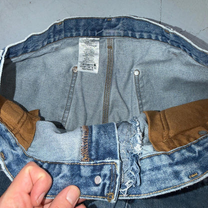 VTG Carhartt Men’s B73 DST 36x32 Double Knee Denim Jeans Workwear Thrashed