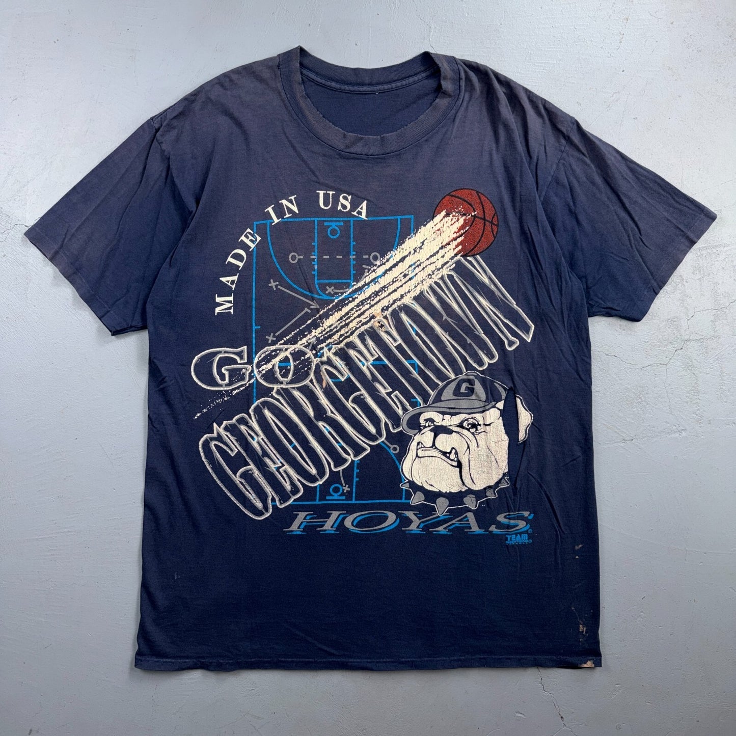 Georgetown Hoyas Thrashed USA VTG T Shirt Single Stitch Basketball Washington DC