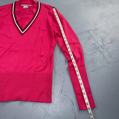 Nike Golf Women's V Neck Sweater Long Sleeve Pullover Athletic Top Medium Pink