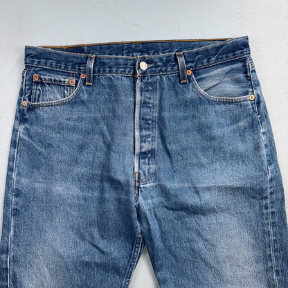 Levis 501 Vintage 90s USA XX Straight Leg Jeans Blue Light Wash 38x32 Act 35x28
