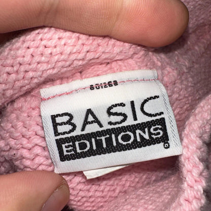 Basic Editions Women's Sweater Pink Jacket 100% Cotton Casual Christmas Winter