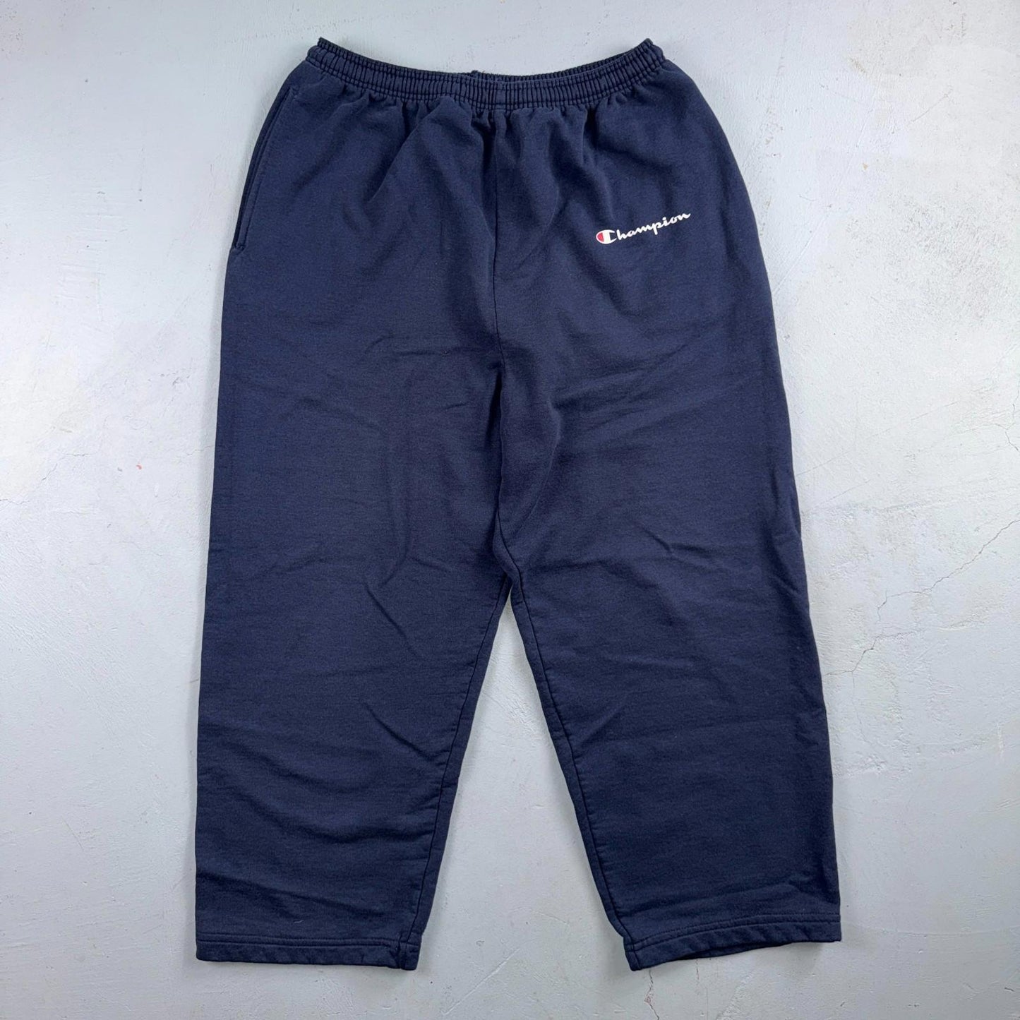 90s Vintage Champion Sweatpants Navy Blue Flat Cuffs Large Capri Cut