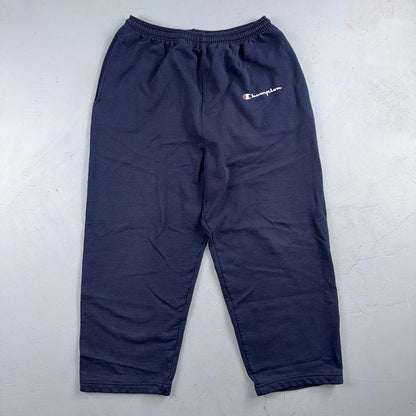 90s Vintage Champion Sweatpants Navy Blue Flat Cuffs Large Capri Cut