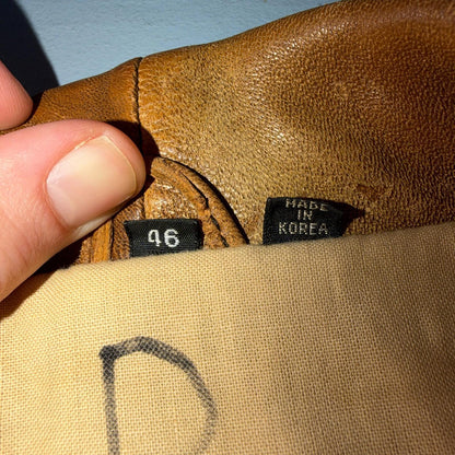 Vintage Leather Jacket Mirage G-1 Flight Size 46 80s Brown Patina Map Line Heavy
