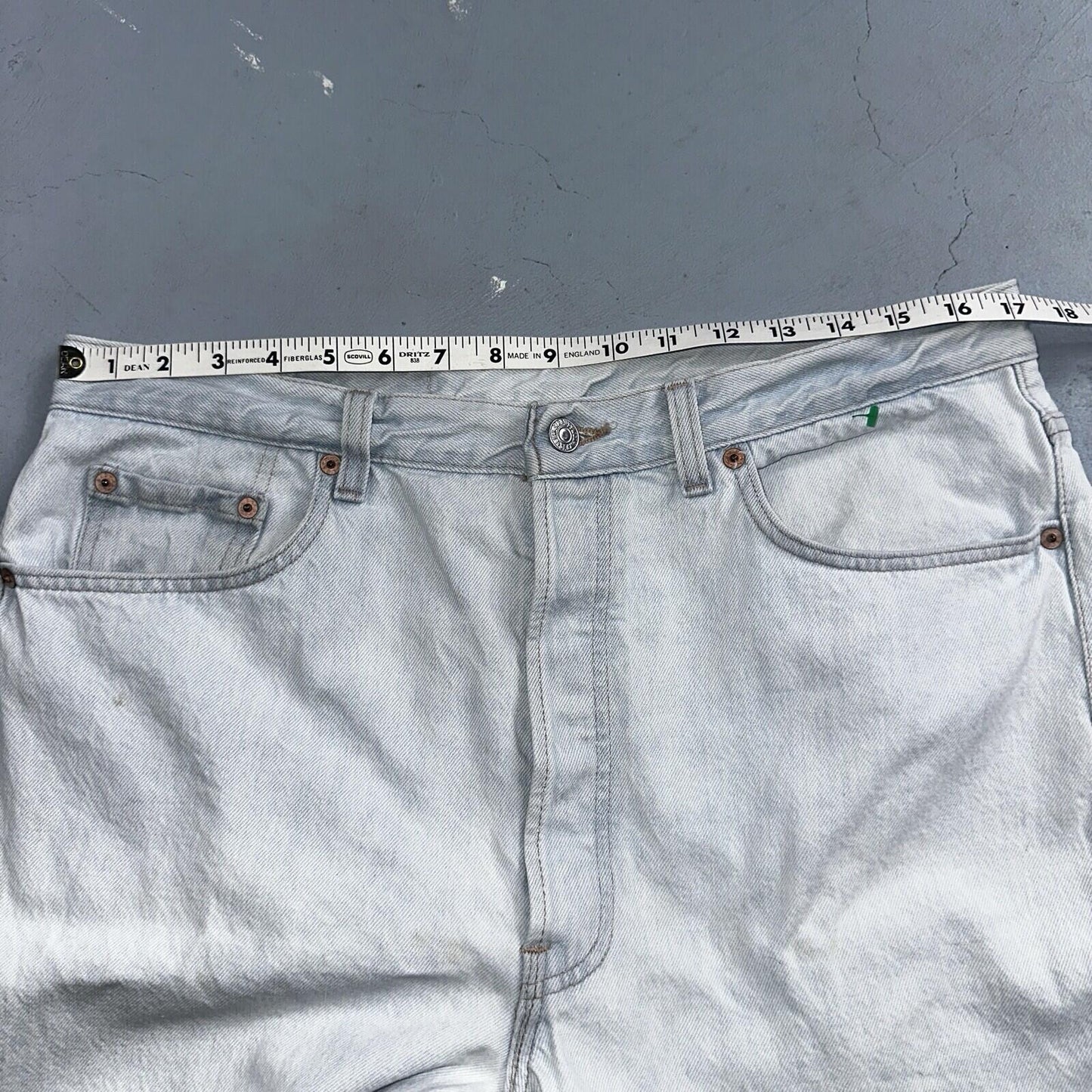 Levis 501 Vintage 90s USA XX Straight Leg Jeans White Light Wash 38x30 Act 34x29