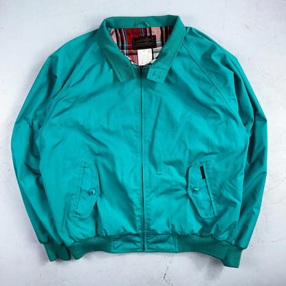 Vintage Eddie Bauer Spring Jacket Men's 2XL Teal Blue Turquoise Plaid Lined