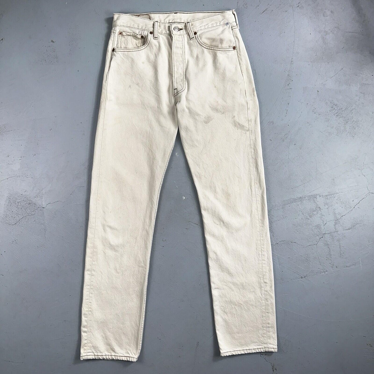 Levis 501 Vintage 90s USA XX Straight Leg Jeans White Stained 32x34 Act 30x33
