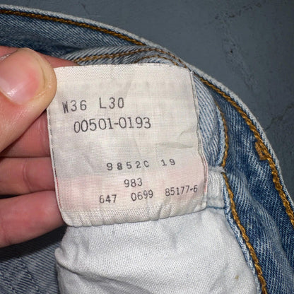 Levis 501 Vintage 90s Mex XX Straight Leg Jeans Blue Light Wash 36x30 Act 35x25