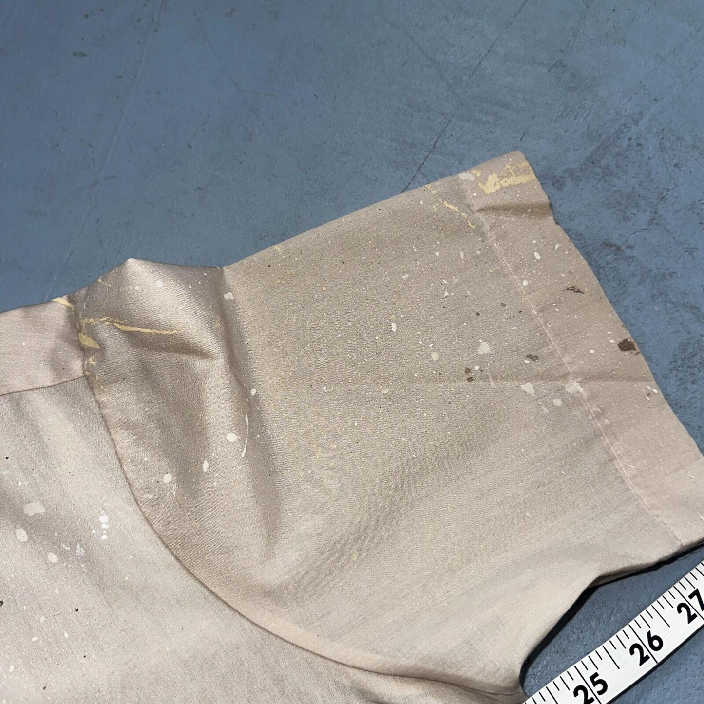VTG 60s 70s Paint Stained Sears Perma Prest Short Sleeve Camp Shirt 16 Thrashed