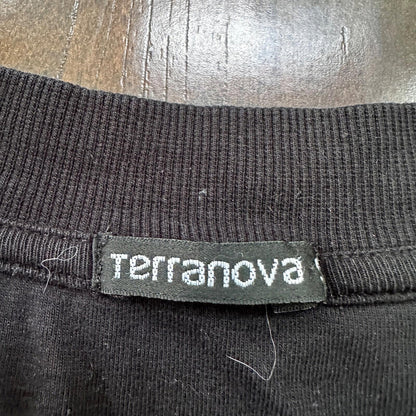 Terranova T-Shirt Top Long Sleeve Casual Clothing Womens S Black Deep V Neck