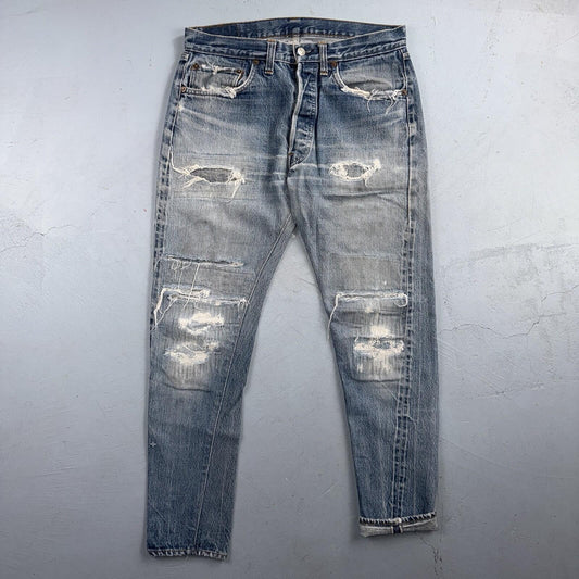Levis 501 Vintage 70s SS Redline Selvedge USA XX Jeans Light Wash 32x28 Skinny