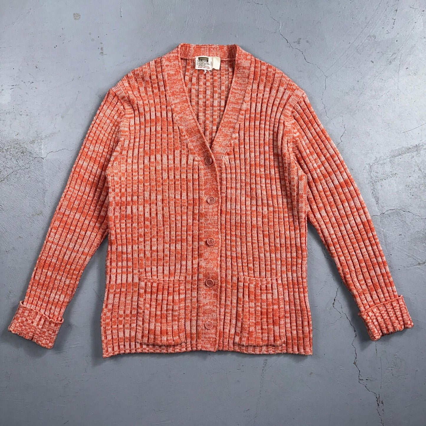 Vintage Montgomery Ward Pink Knit Cardigan Women’s 70s 80s Korea Acrylic