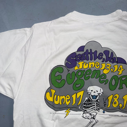 VTG 1993 Grateful Dead Rain Bears Tour T Shirt Seattle Eugene Skeleton Lightning