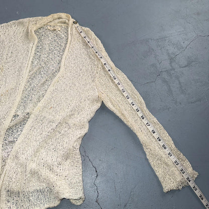 Eileen Fisher Cardigan Women Cream Linen Blend Loose Knit Lightweight Open XS