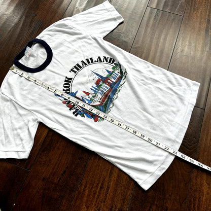 Bankok Thailand 80s Vintage T Shirt Medium Very Slim Ringer Sailing Travel Cool