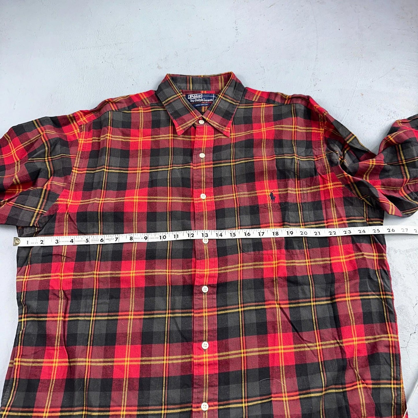Polo Ralph Lauren Mens Long Sleeve Button Down Shirt Size L Plaid Green Red