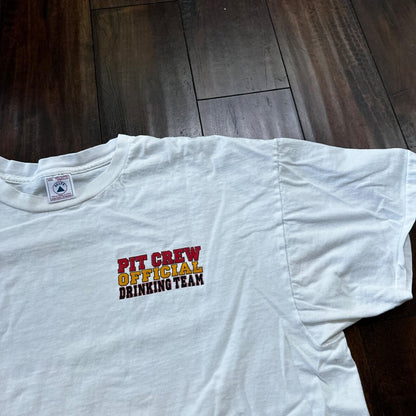 Pit Crew Drinking Team Funny VTG T Shirt Beer Budweiser Sports Racing Cars 2XL