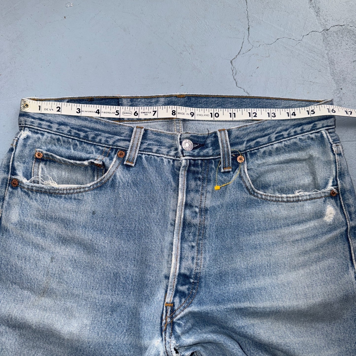Levis 501 Vintage 90s USA XX Straight Leg Jeans Blue Light Wash 34x34 Act 32x29