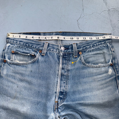 Levis 501 Vintage 90s USA XX Straight Leg Jeans Blue Light Wash 34x34 Act 32x29