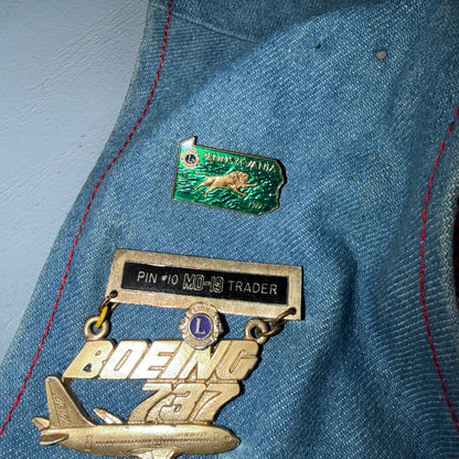 VTG 70s Denim Biker Vest Pins Patches Rare Paisley Hippie Era 1970s Military