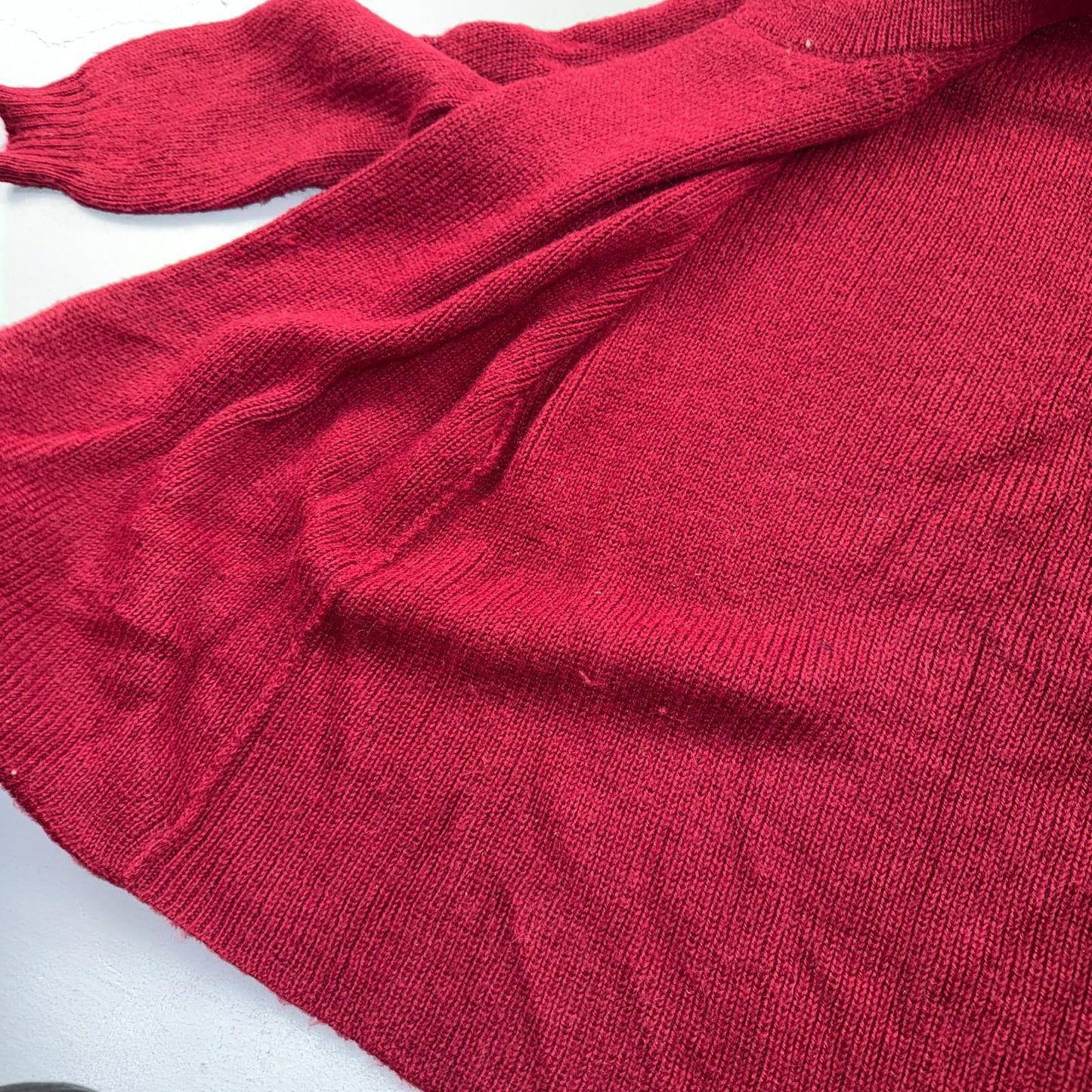 Peruvian Connection Royal Alpaca Women’s Sz. M Open Long Vest Sweater Red