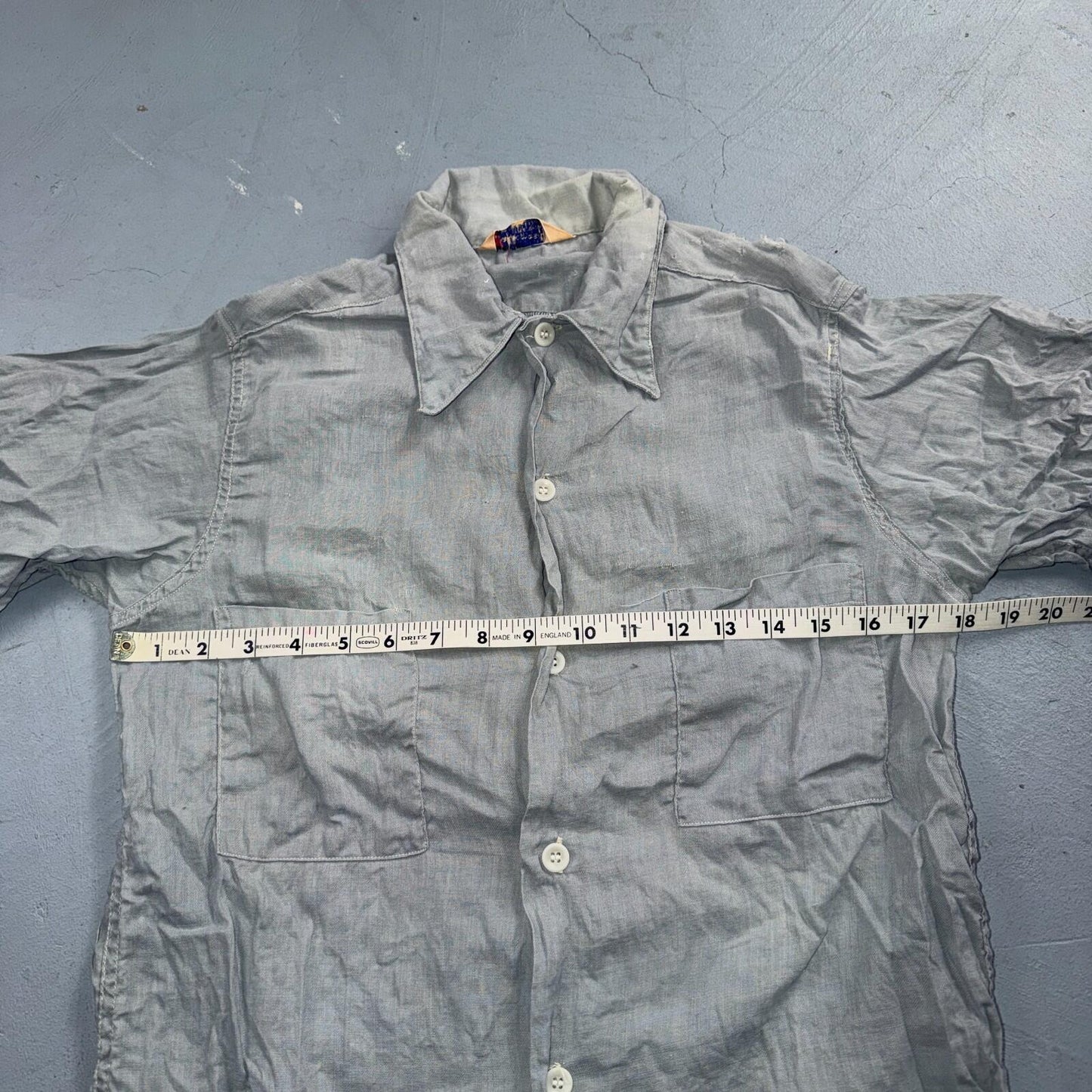VTG 1950s Hallcrest Sportswear Button Shirt Rockabilly 50s Faded Stained Rare