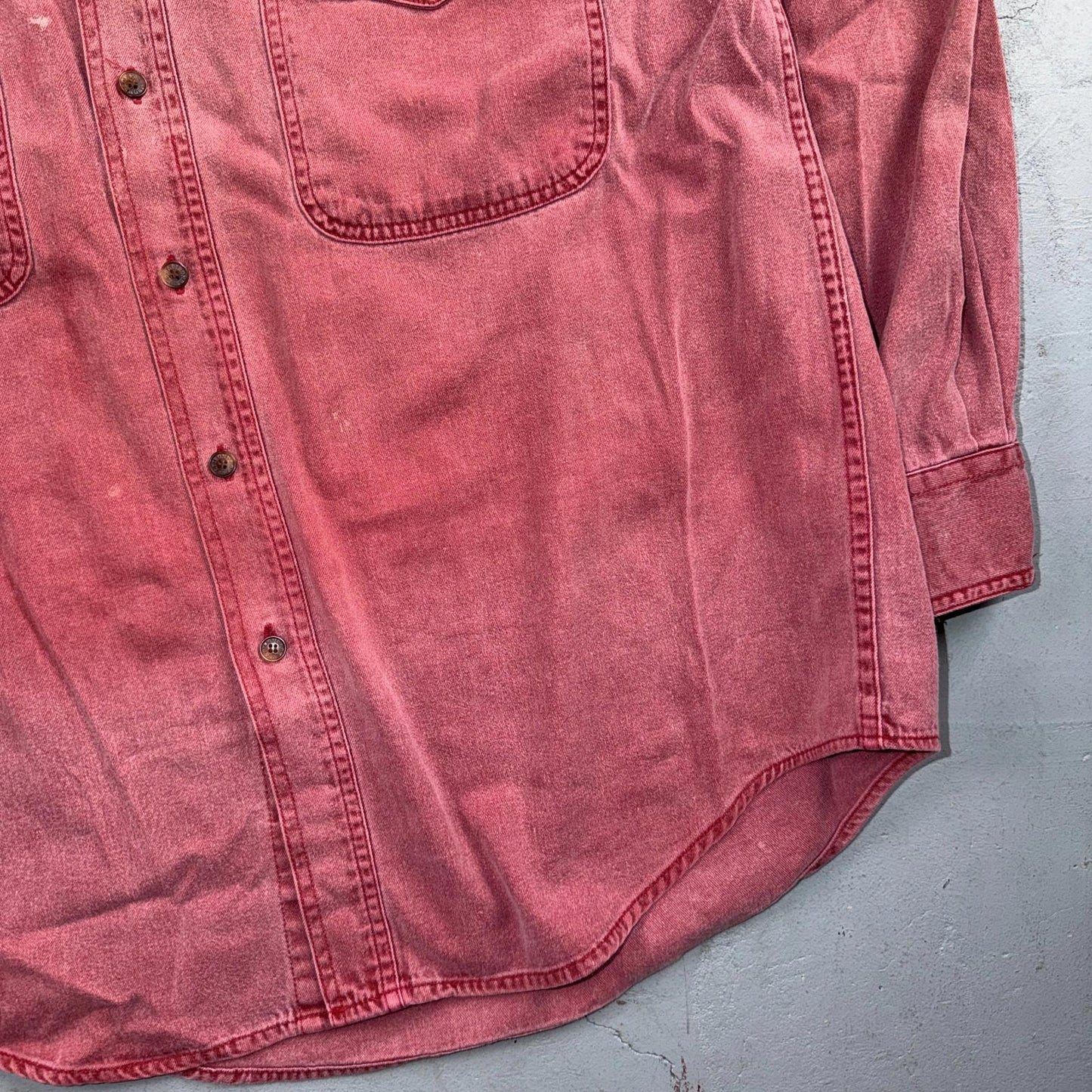 VTG Adirondack Savile Row Button Down Shirt Mens M Pink Long Sleeve Faded 90s