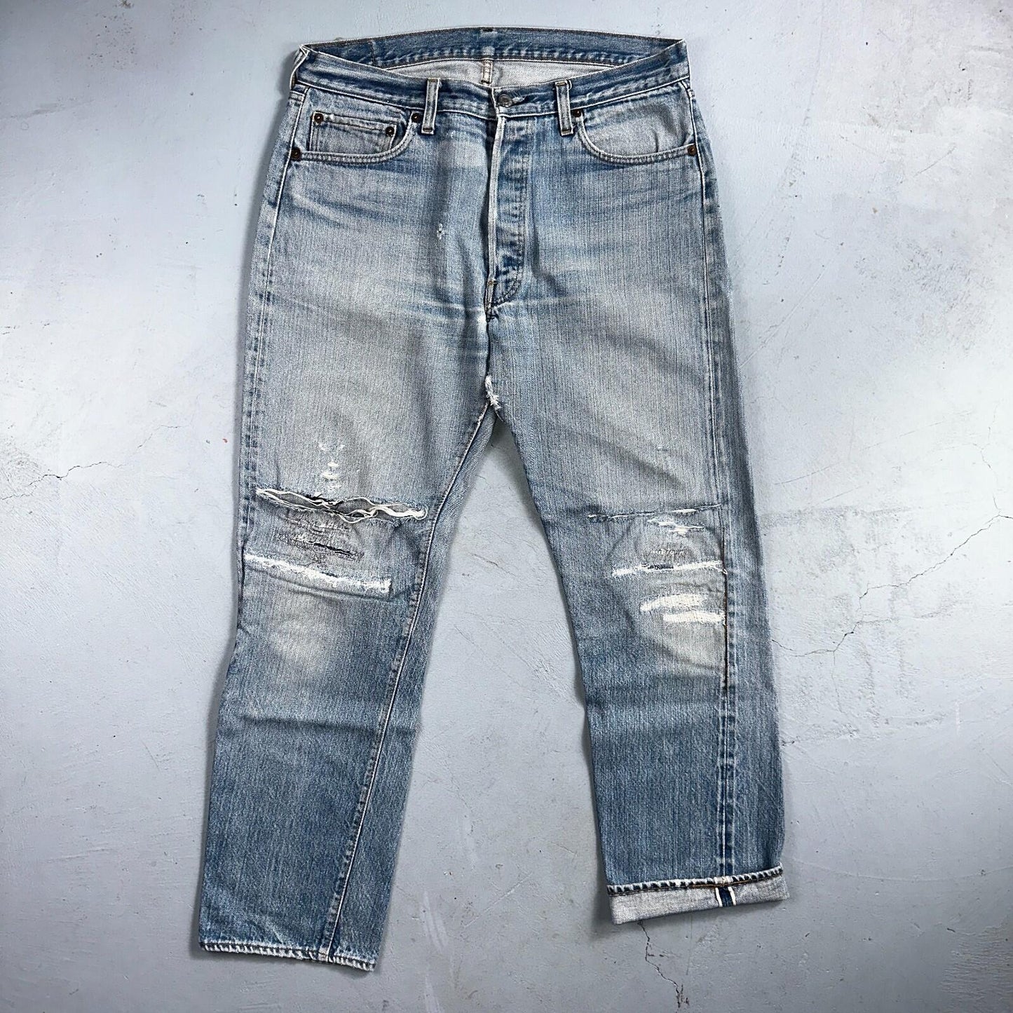 Levis 501 Vintage 80s Redline Selvedge USA XX Jeans Light Wash 36x36 Act 34x30