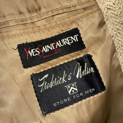YSL Yves Saint Laurent Vintage Beige Tweed Jacket 38 Blazer Coat France Suit 80s