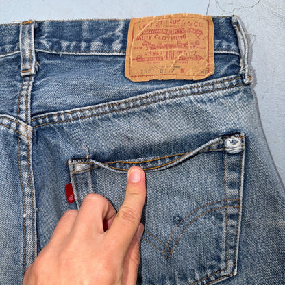 Levis 501 Vintage 80s Redline Selvedge USA XX Jeans Light Wash 31x40 Act 29x35