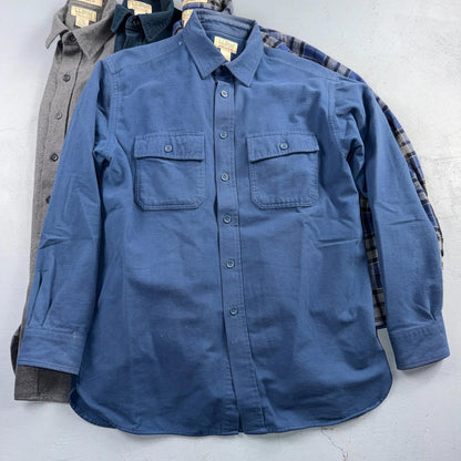 LL Bean Lot of 7 Mens M Shirts Chamois Cloth Flannel Pockets VTG Y2K Heavyweight