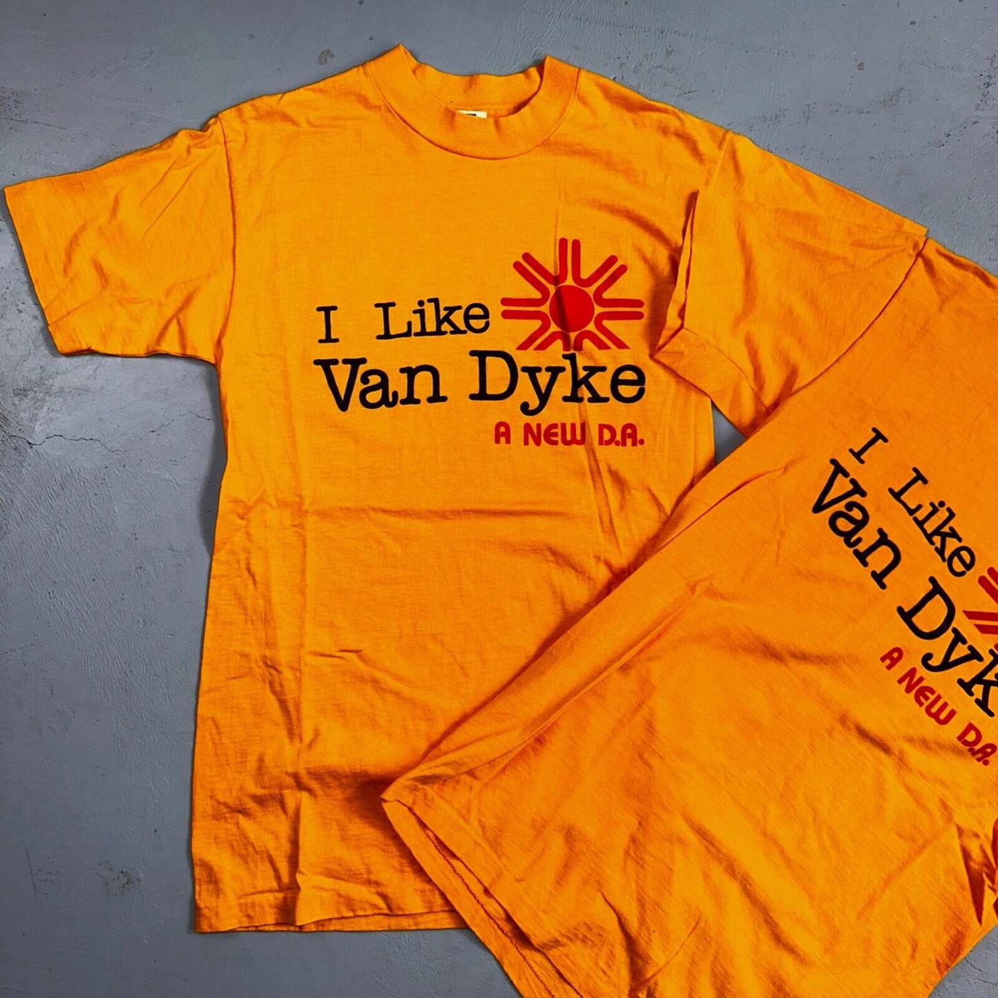 70s Hanes I Like Van Dyke VTG T Shirt Sun Funny Car Driving Girl Political 1970s