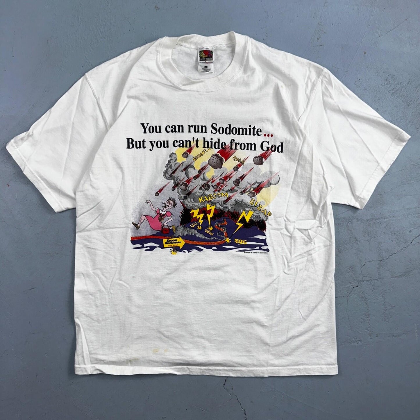Jesus God VTG T Shirt Sodomite End Of World Genesis Earth Bible Study Graphic