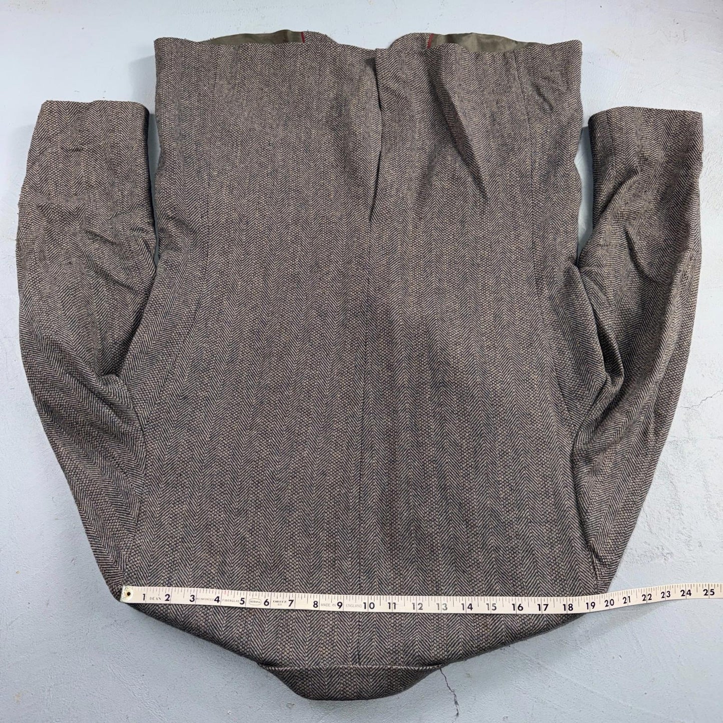 VTG Farah Wool Tweed Blazer Jacket Sport Suit Coat Gray Size 42L Herringbone