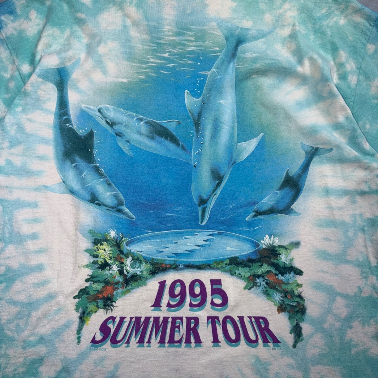 Grateful Dead VTG 1995 Liquid Blue 90s Tour Poseidon Tie Dye T Shirt XL Dolphins