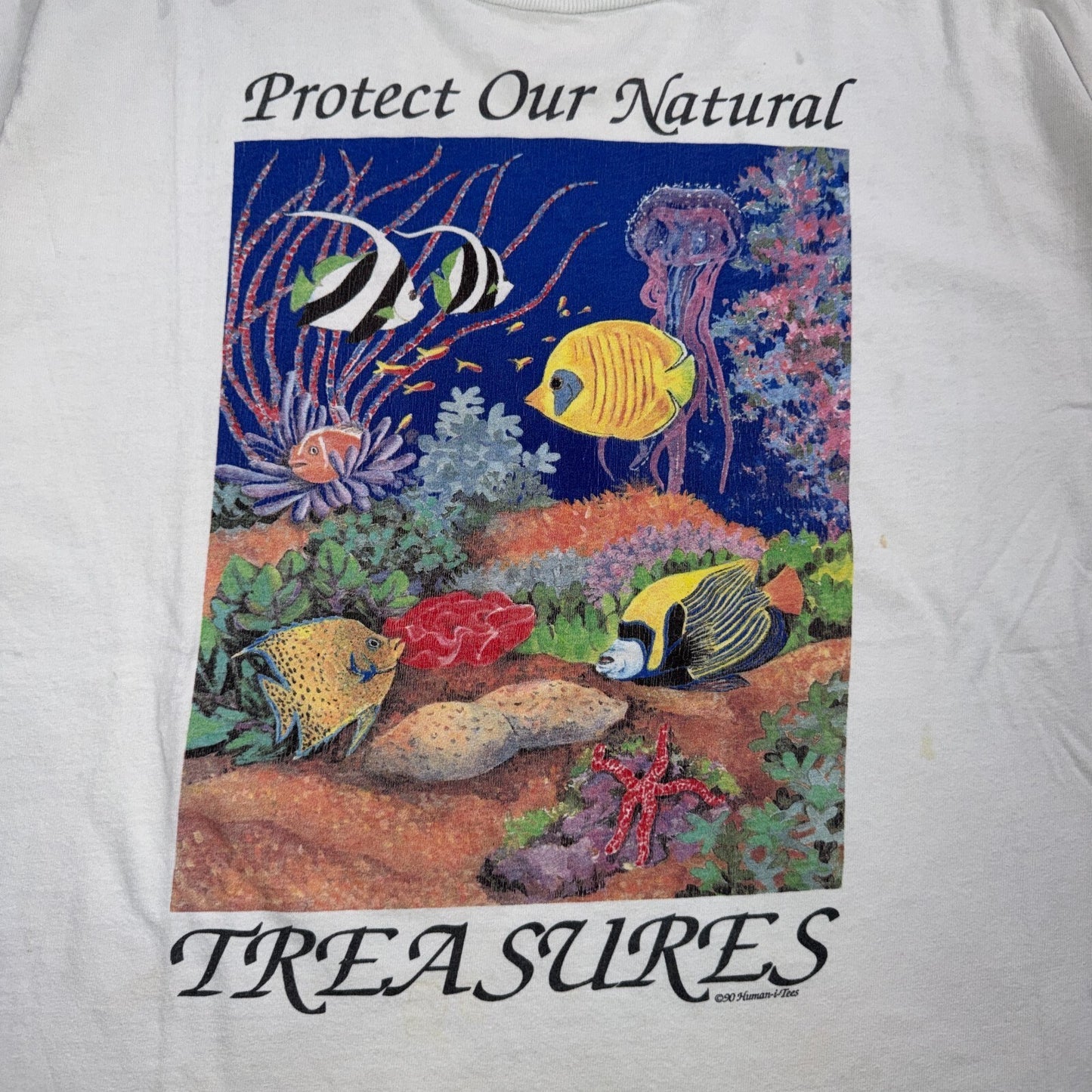 Vintage 90s Human-I-Tees T-Shirt Mens XL Nature Fish Ocean Reef Graphic Tee