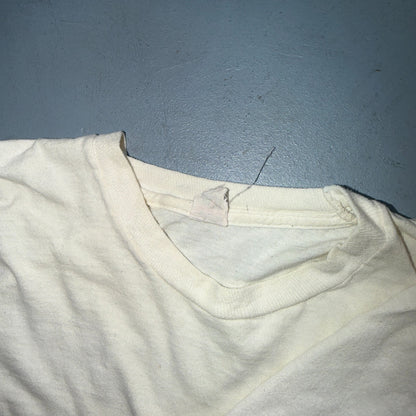 1970s Fruit of The Loom FOTL VTG T Shirt Thrashed Used White Blank Single Stitch