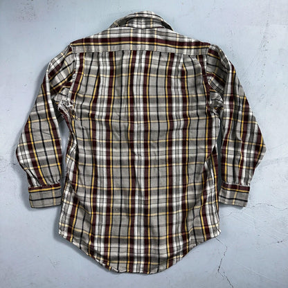 VTG Big Mac JC Penneys Thick 100% Cotton Flannel Work Shirt M 70s Plaid Thrashed