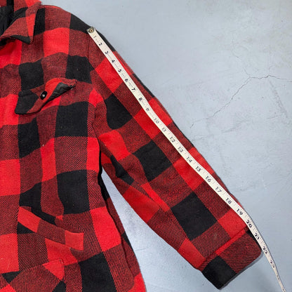 VTG 1960s 60s Cotton Buffalo Plaid Lined Insulated Zip Up Jacket Large Mackinaw