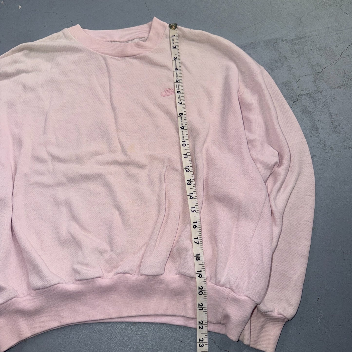 Vintage 90s Nike Mini Swoosh Embroidered Crewneck Sweatshirt Pink L Gray Tag