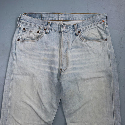 Levis 501 Vintage Y2K 90s XX Straight Leg Jeans Blue Light Wash 33x36 Act 31x32