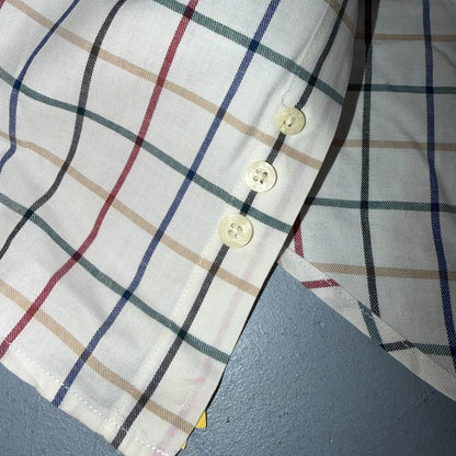 Burberrys London White Check Button Down Shirt 100% Cotton Men's L VTG Designer