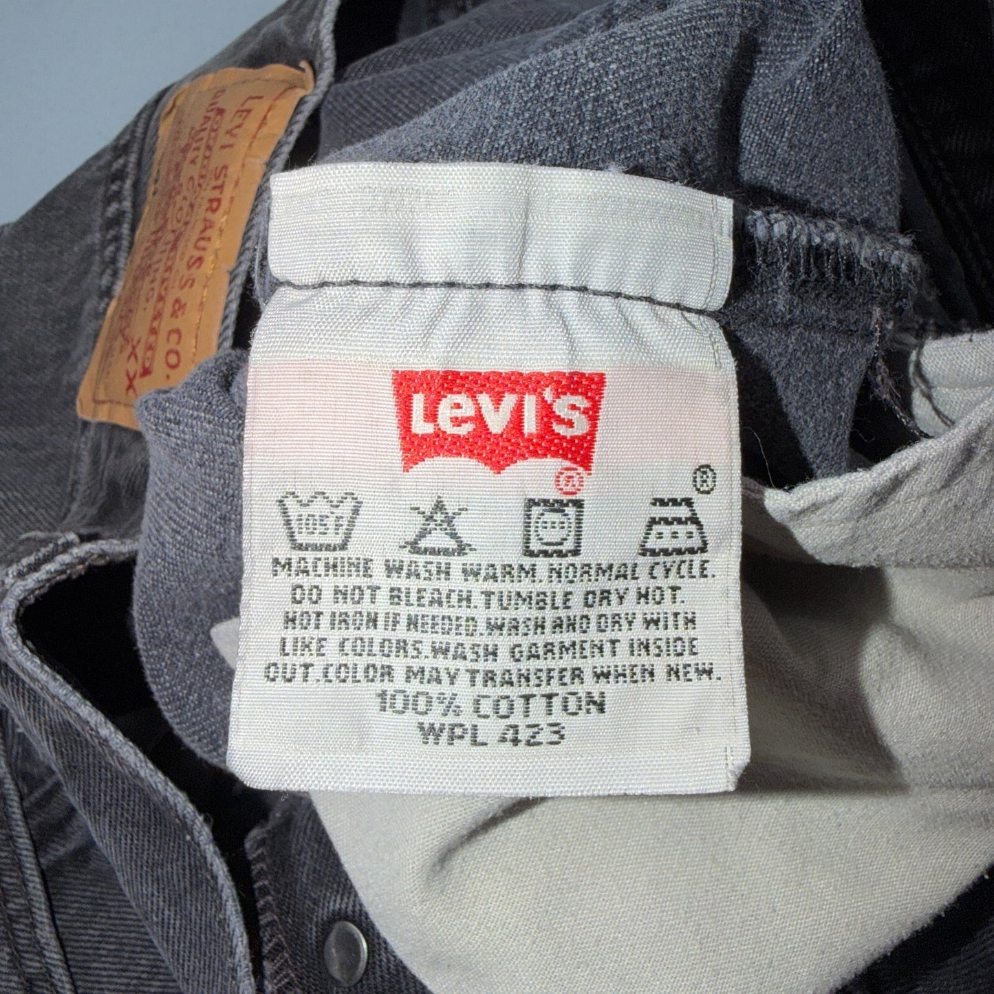 Levis 501 Vintage 90s USA XX Straight Leg Jeans Black Light Wash 34x34 Act 31x27