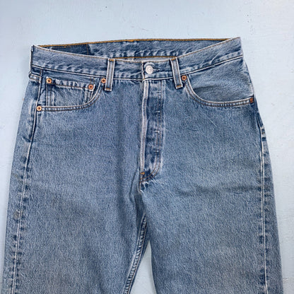 Levis 501 Vintage 90s Y2K XX Straight Leg Jeans Blue Light Wash 32x32 Act 31x30