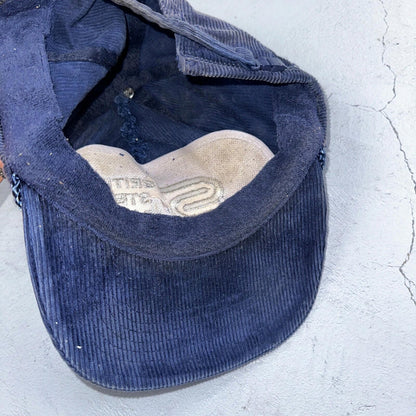 British Steel Alloys VTG Hat Cap Snapback Corduroy Blue 80s Rare Used
