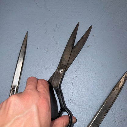 4 Pairs of Used Vintage Scissors Silver Handle Henkel Italy Steel Rare 60s