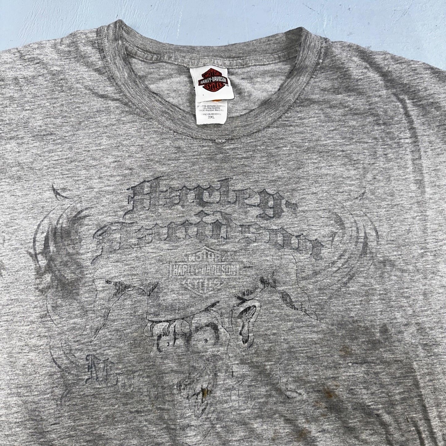 Harley Davidson Montreal Canada VTG T Shirt Doyles Grunge Thrashed Stained