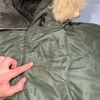 VTG 1960s USAF N-3B Parka Jacket Real Fur Air Force M 60s Air N3B Rare Coat