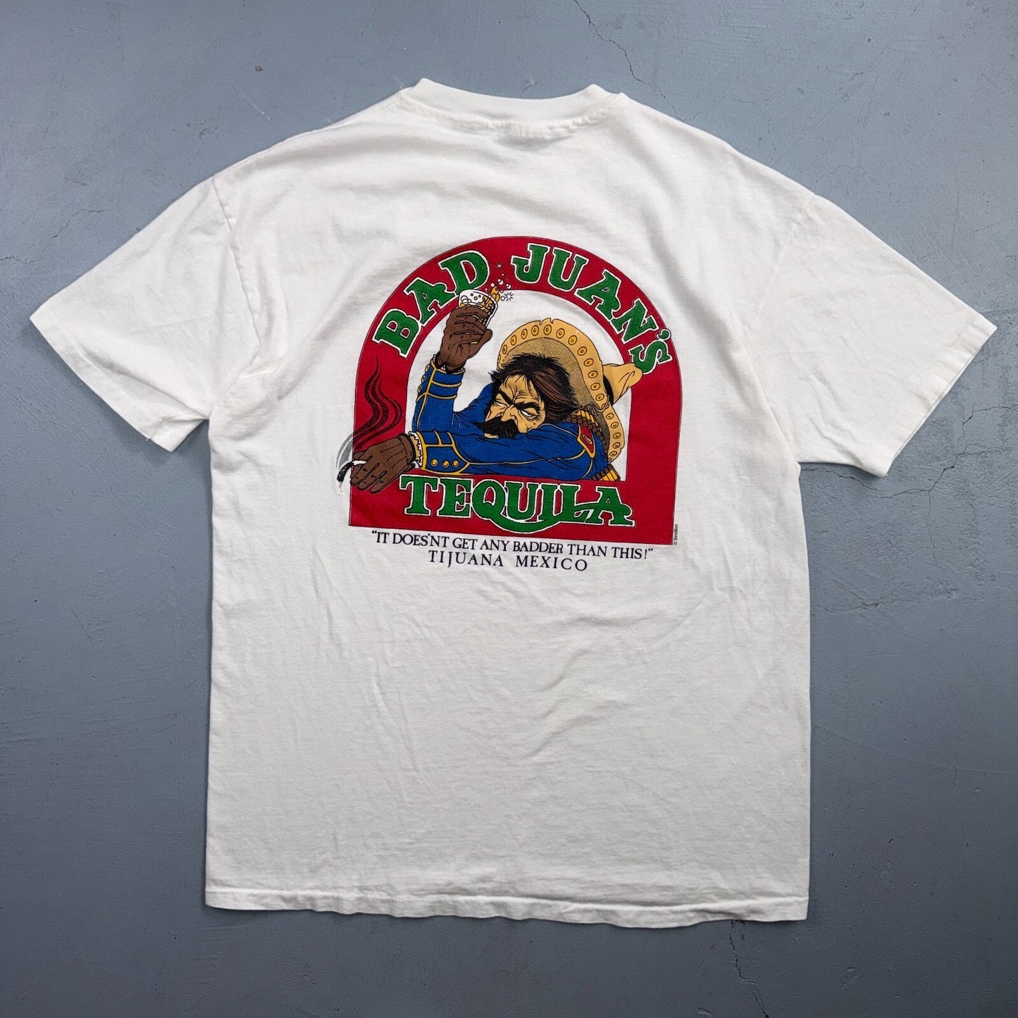 VTG 80s Bad Juans Tequila T Shirt Tijuana Mexico Funny Graphic Alcohol XL