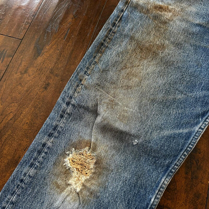 VTG 80s Levis 501 Button Fly 38x36 USA Tag Jeans Straight Wash Blue XX Act 34x32